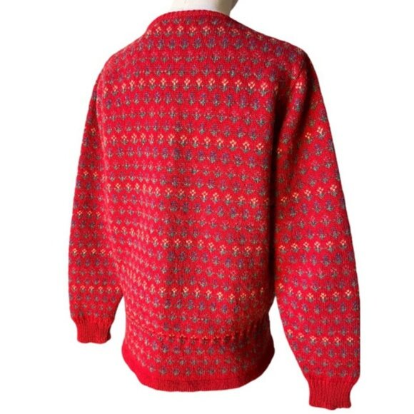 💐 Laura Ashley, Vintage Little Red Riding Hood Floral Wool Knit Jumper - Picture 3 of 16